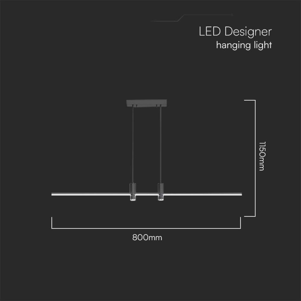 V-TAC Lampadario LED a Sospensione 19W dal Design Moderno 80*115cm Colore Nero 4000k V-TAC Lampadario LED a Sospensione 19W dal Design Moderno 80*115cm Colore Nero 4000k